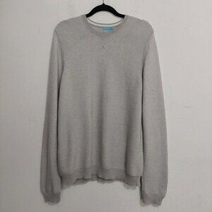 J. Mclaughlin Men's Light Grey Pullover Sweater Crewneck Ribbed Loose Fit Size M